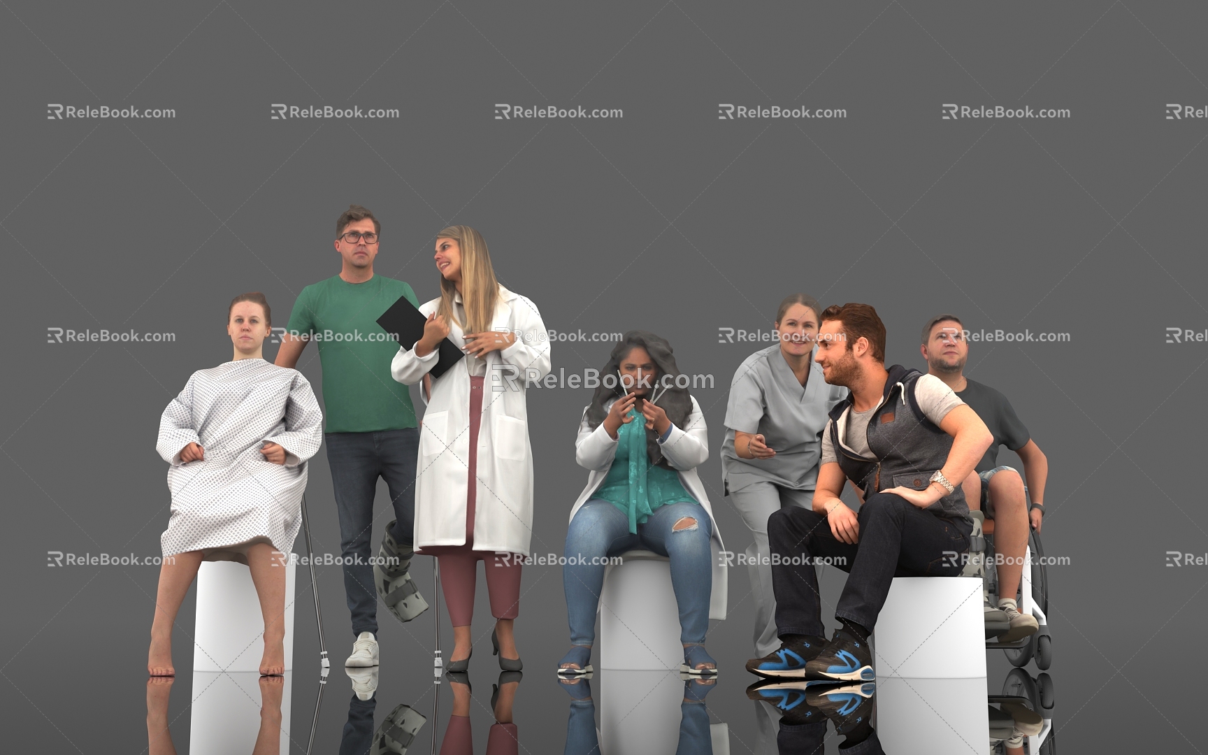 The crowd of characters is mostly foreigners men women men women children passers-by scene decoration characters atmosphere city model 3d model