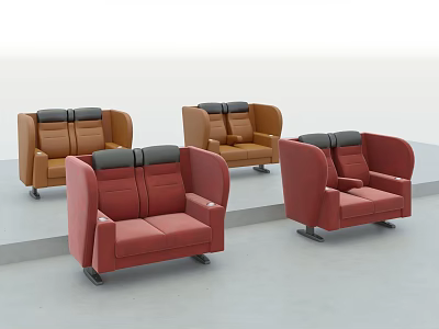 Multiple Modern Sofa Designs With Red Brown Upholstery And Stylish Armrest Details 3d model