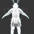 Detailed Game Movie Character Wearing Traditional Samurai Armor With Golden Headdress