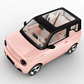 Pink Compact Car With Round Headlights And Black Roof Modern Design
