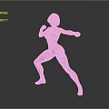 Woman with white short hair wearing black tight fitting sportswear in fighting stance