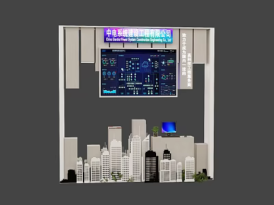 Smart Traffic Control System Display Model With Urban Building Models And Monitor Screen 3d model