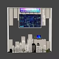 Smart Traffic Control System Display Model With Urban Building Models And Monitor Screen