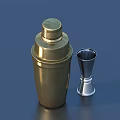 Golden Cocktail Shaker And Silver Measuring Jigger For Home Bar Accessories