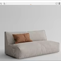 Comfortable Light Gray Fabric Lazy Sofa With Brown Decorative Pillow 3d model