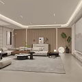 Modern Basement Living Area With Sofas And Decor 3d model