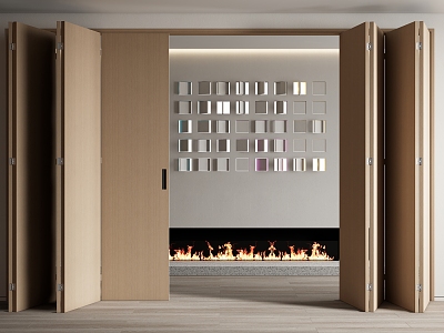 Modern folding door folding door multi-link sliding door folding sliding door fireplace 3d model