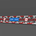 Road Construction Barriers With Red White Stripes And No Entry Signs For Traffic Safety