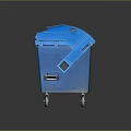 Blue Plastic Wheeled Trash Bin With Lid For Household Waste Disposal