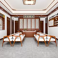 Traditional Chinese Interior Design With Wooden Furniture Carved Screens Calligraphy And Sofa Seating