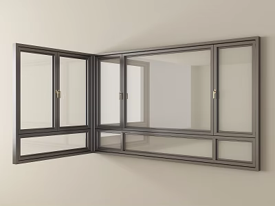 Modern Casement Window Design With Gray Frame And Glass Panes For Interior 3d model