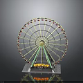 Ferris Wheel Architectural Structure With Overland Sign Base And Metal Frame Design 3d model