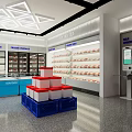 Supermarket Department Store With Cashier Counter Organic Vegetables Frozen Foods And Cosmetics Shelves