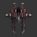 Futuristic Mechanical SciFi Spaceship With Gray Red Color And Weapon Parts