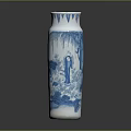 Blue And White Vase With Sculpture Carving Intricate Blue Nature Scenes Artistic Design