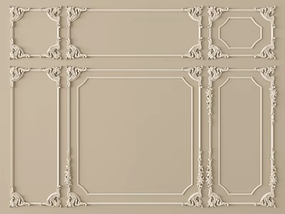 Various Ornate Gypsum Cornice Designs For Interior Wall Decoration 3d model