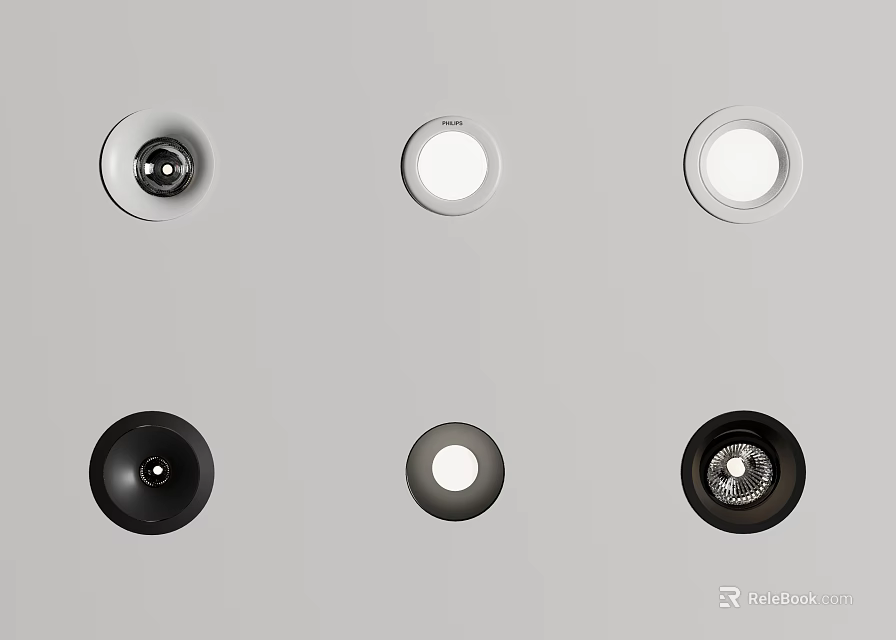 Modern Downlights and Spotlights with Various Styles Black White Colors for Interior Lighting 3d model 