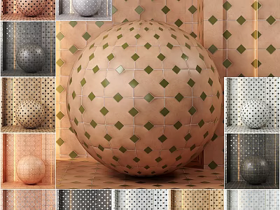 Artistic Sphere Components Featuring Diamond Patterns And Various Textured Backgrounds 3d model