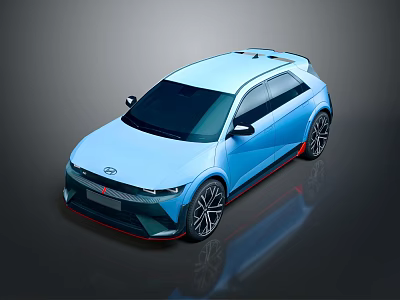 Light Blue Modern Car with Sleek Body Sporty Style Black Wheels And Red Accents 3d model