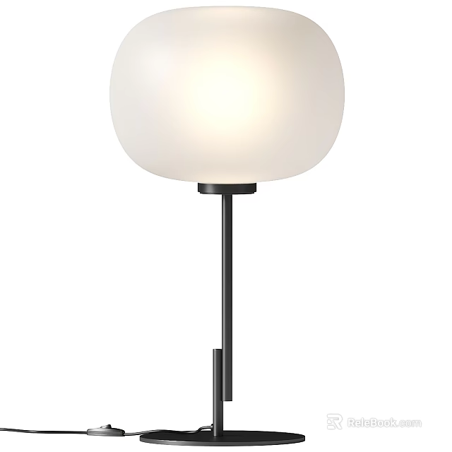Modern Minimalist Floor Lamp With White Spherical Lampshade And Black Pole 3d model 