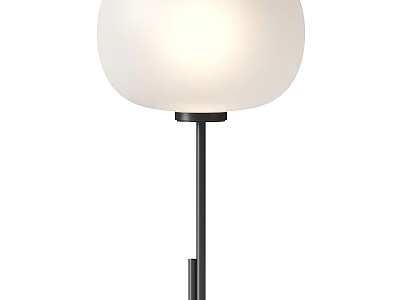 Modern Minimalist Floor Lamp With White Spherical Lampshade And Black Pole 3d model