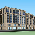 Modern Multi Story Hotel Building With Light Colored Facade And Large Windows 3d model