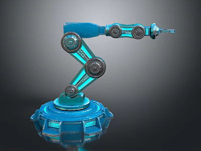 Advanced Blue Robotic Arm Equipment With Multiple Joints And Illuminated Base 3d model