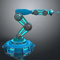 Advanced Blue Robotic Arm Equipment With Multiple Joints And Illuminated Base 3d model