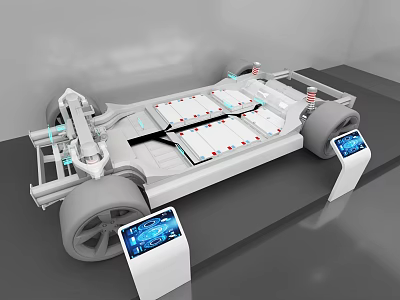 Advanced Car Chassis System With Integrated Battery Components And Display Screens 3d model