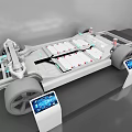 Advanced Car Chassis System With Integrated Battery Components And Display Screens