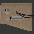 Brown Wall Mounted Component With Metal Fixture Small Panels And Black Wires