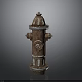 Detailed Brown Fire Hydrant With White Stripes And Rustic Metal Design