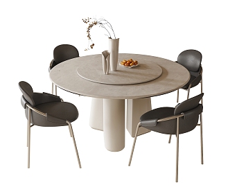 Modern Round Dining Table Chair Dining Table Chair Single Chair Ornaments 3d model