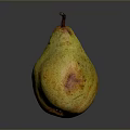 Fresh Ripe Pear With Yellow Green Skin And Brown Spots On Dark Background