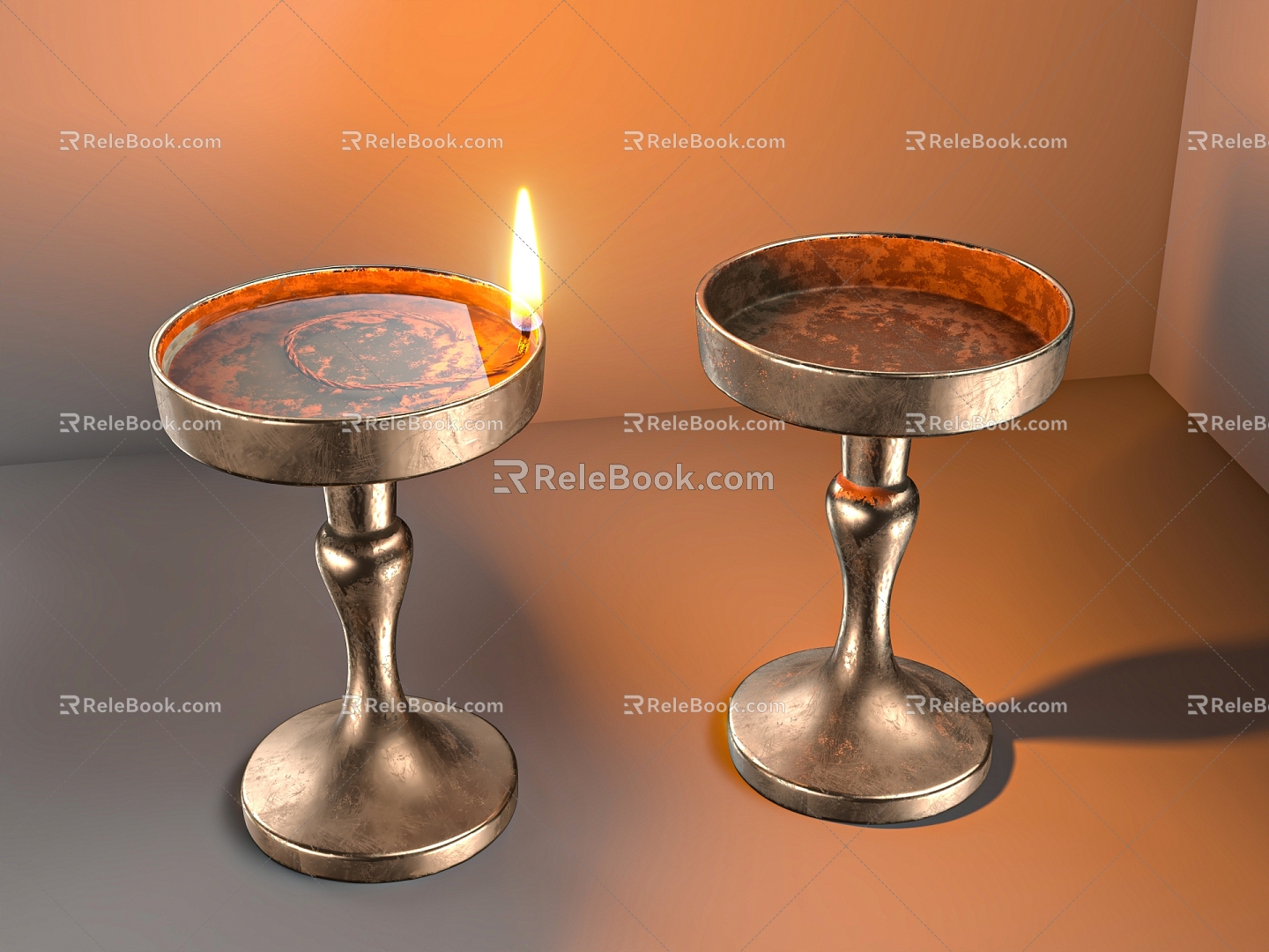 Bean-shaped lamp oil lamp antique lamps 3d model