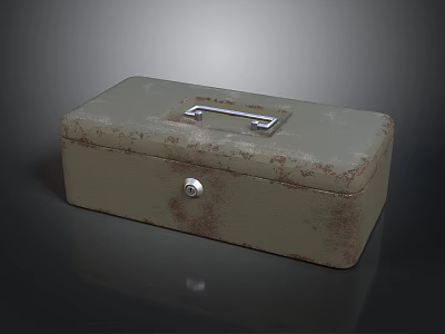 Vintage Metal Toolbox with Rustic Surface Metal Handle and Lock Clasp 3d model