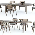 Modern Wooden Dining Table Set With Six Chairs And Simple Backrest Design