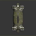 Military Weapon Design With Metallic Body Radioactive Symbol Multiple Circular Components And Handle