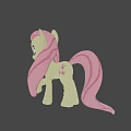 Pixel Style Green Pony Game Character With Pink Mane And Tail In Grassland Hills Sky