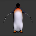 Red Headed Penguin With Black Back White Belly And Orange Webbed Feet 3d model