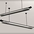 Modern Linear Pendant Lights With Sleek Metal Frame Hanging From Ceiling 3d model