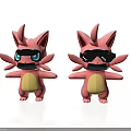Cute Pink Cartoon Characters With Big Ears Yellow Belly Blue And Black Glasses