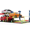 Industrial Multi Level Mechanical Parking System With Lifting Platforms And Parked Vehicles