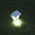 Outdoor Light Illuminating Green Grass Lawn With Bright Glow At Night