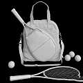 High Quality Sports Equipment with White Backpack Green Tennis Racket and Yellow Balls