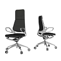 Modern Black Office Chairs With High Back Silver Frame And Rolling Wheels