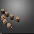 Glass Spice Jars With White Lids Sealed Kitchen Storage Containers Holding Various Condiments 3d model