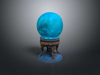 Blue Spherical Decorative Home Item With Carved Ornate Base For Living Room 3d model