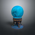 Blue Spherical Decorative Home Item With Carved Ornate Base For Living Room