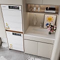 Balcony Washing Machine Sofa Minimalist Simple Laundry Cabinet Cabinet Twinwash Town 3d model